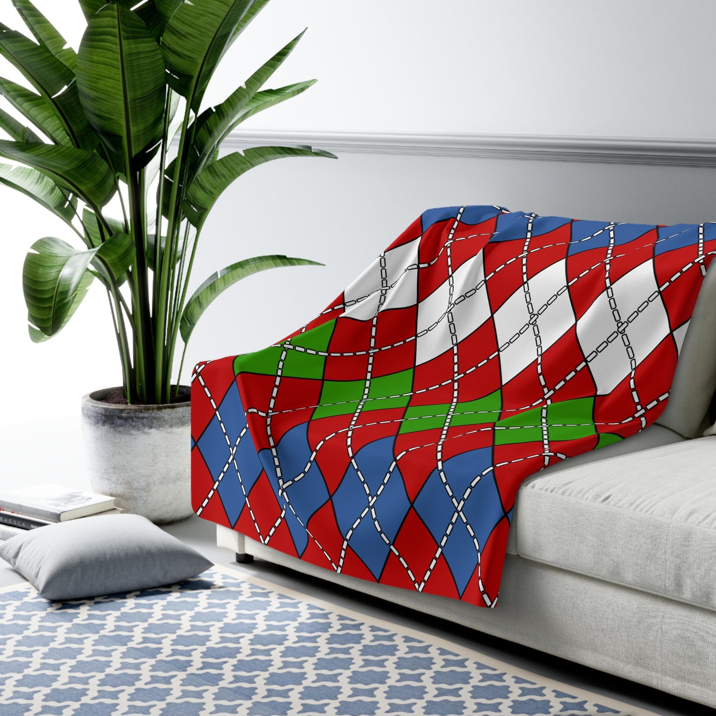 Namibia Retro Argyle Blanket Throw