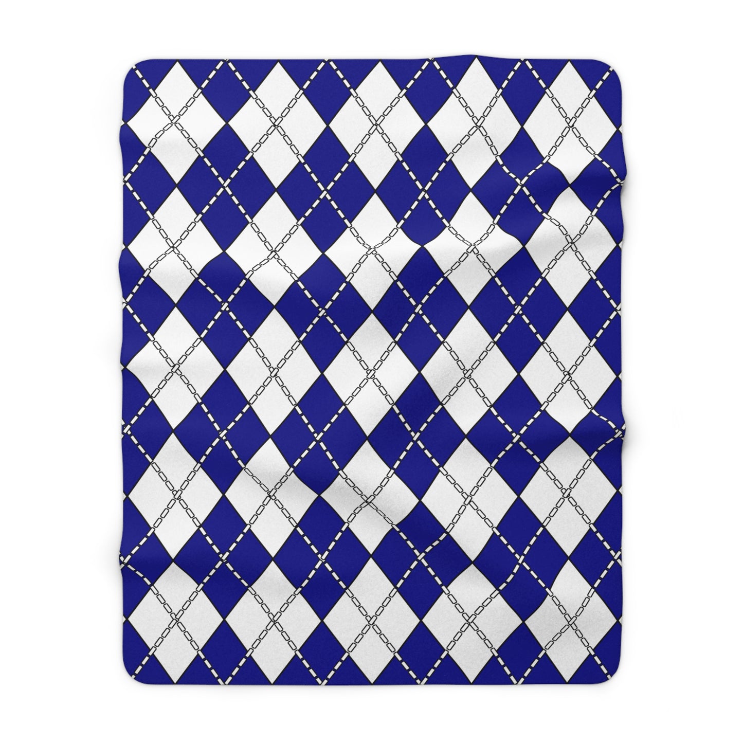 Dark Blue, White Retro Argyle Blanket Throw