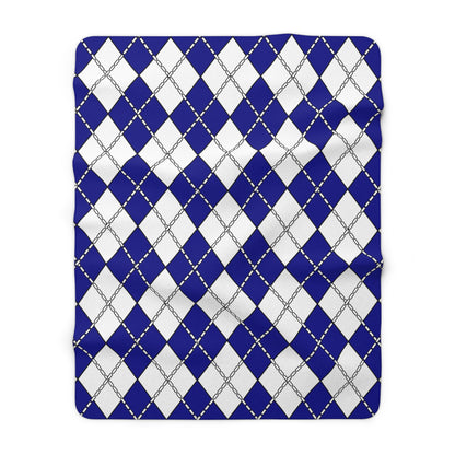 Dark Blue, White Retro Argyle Blanket Throw