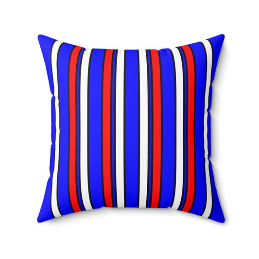 Blue, White, Red Retro Stripes Cushion Pillow
