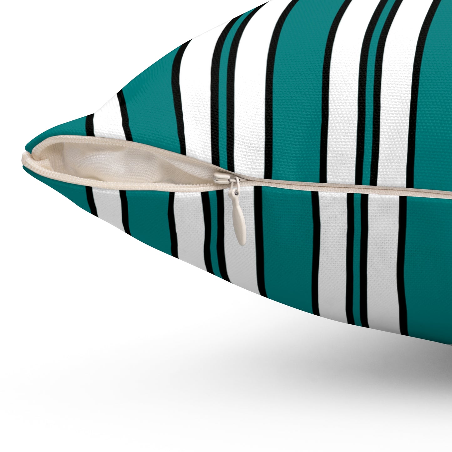 Teal, White Retro Stripes Cushion Pillow