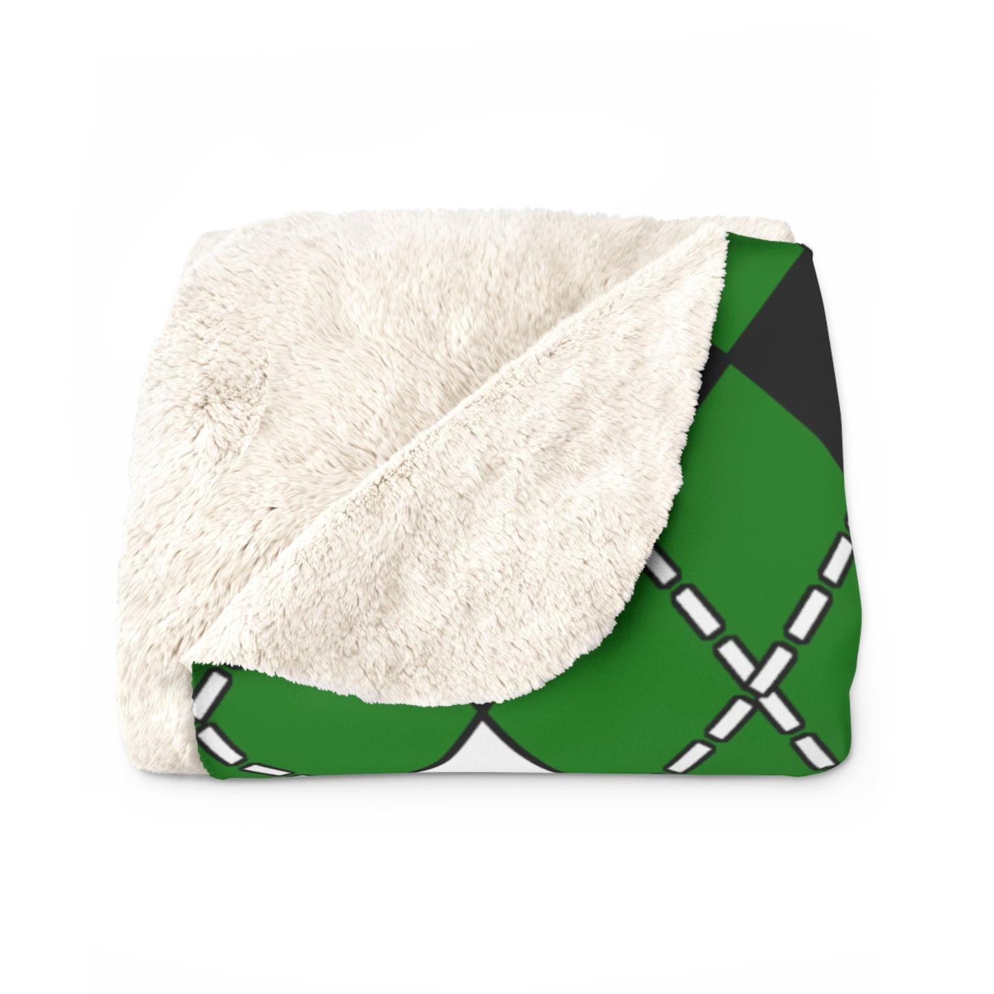Green, Black, White Retro Argyle Blanket Throw