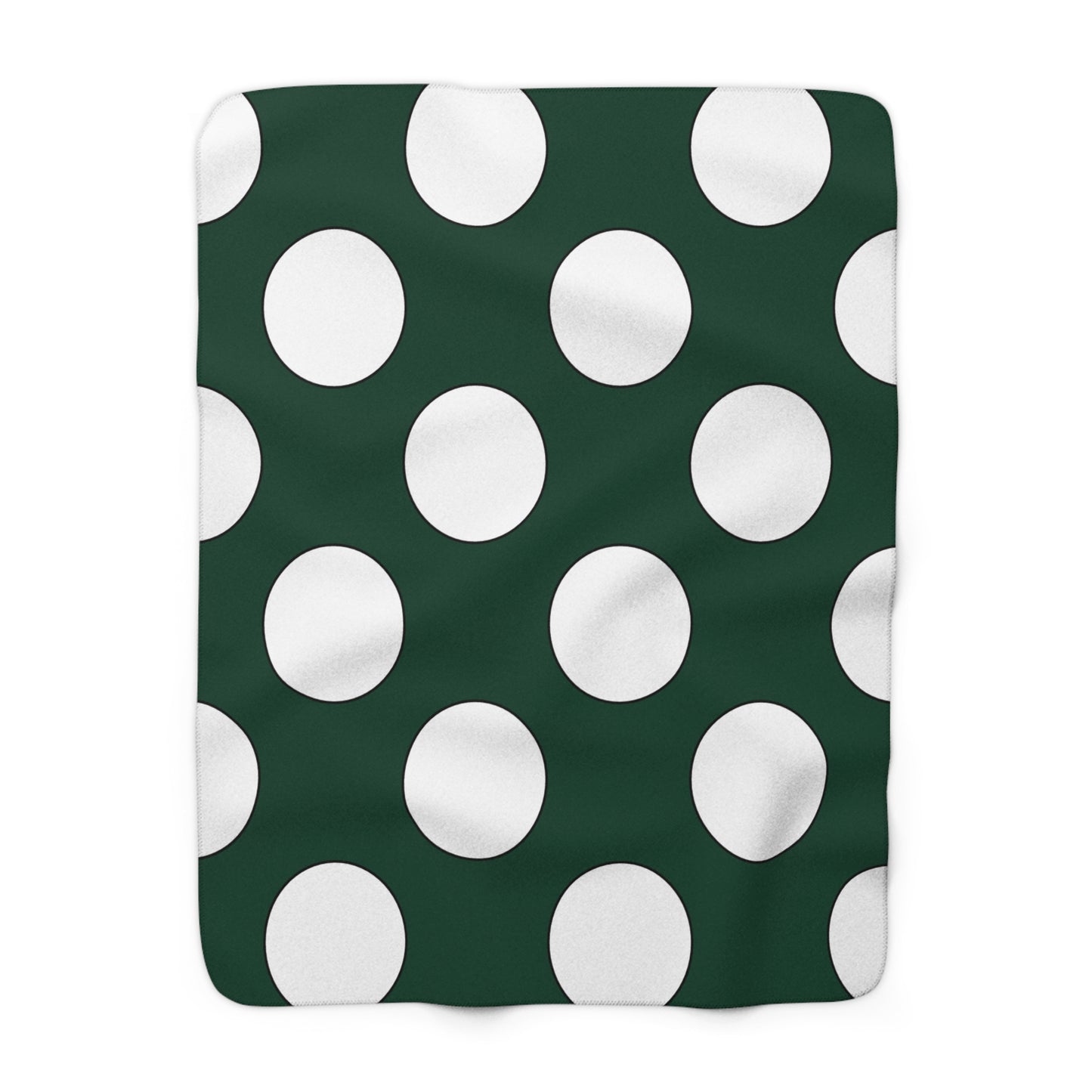 Dark Green, White Retro Polka Dots Blanket Throw