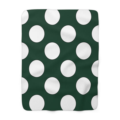 Dark Green, White Retro Polka Dots Blanket Throw