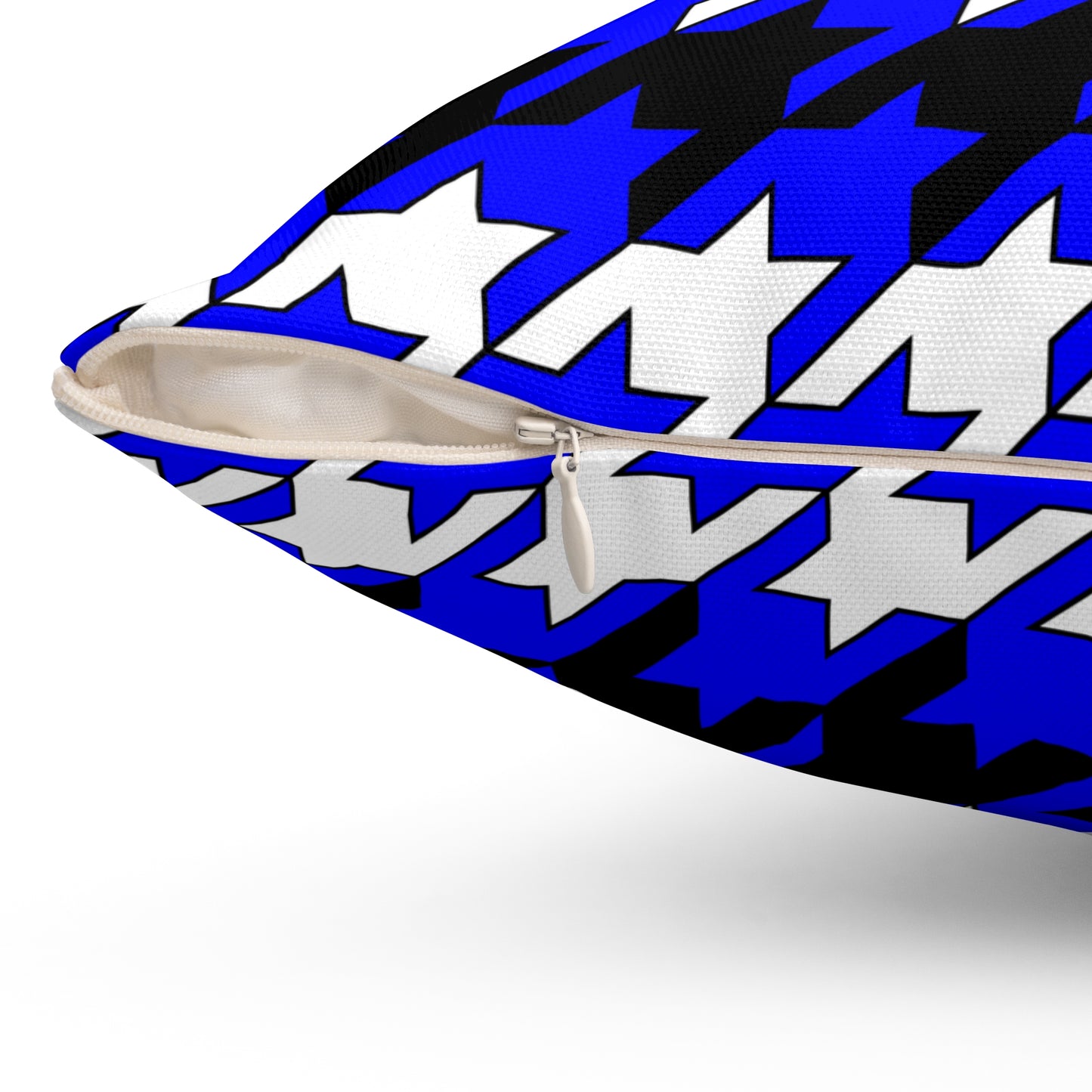 Blue, Black, White Retro Houndstooth Cushion Pillow