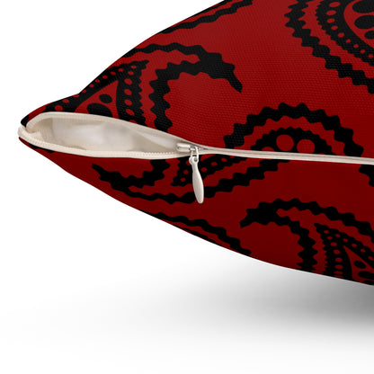 Dark Red, Black Retro Paisley Cushion Pillow