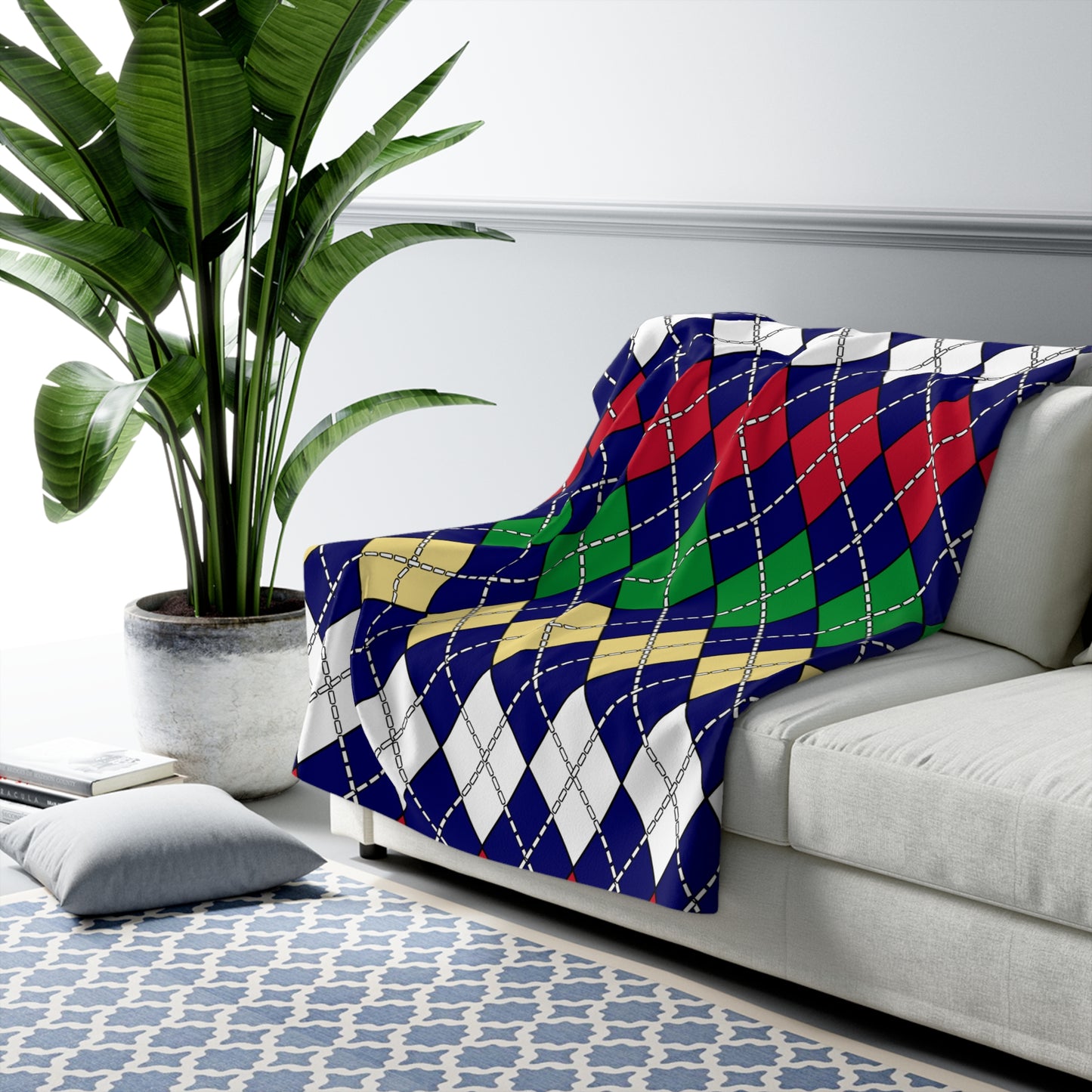 Cayman Islands Retro Argyle Blanket Throw