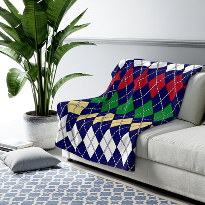 Cayman Islands Retro Argyle Blanket Throw