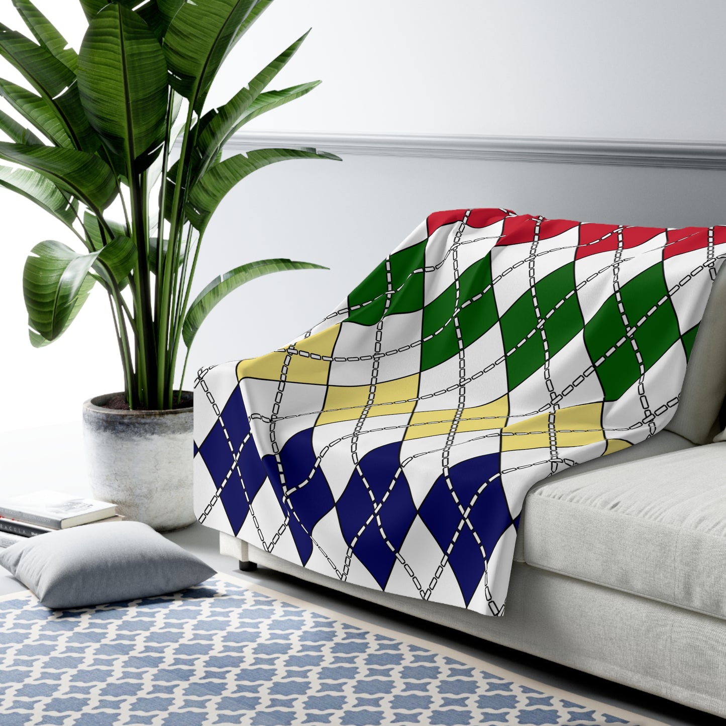 Diego Garcia Retro Argyle Blanket Throw