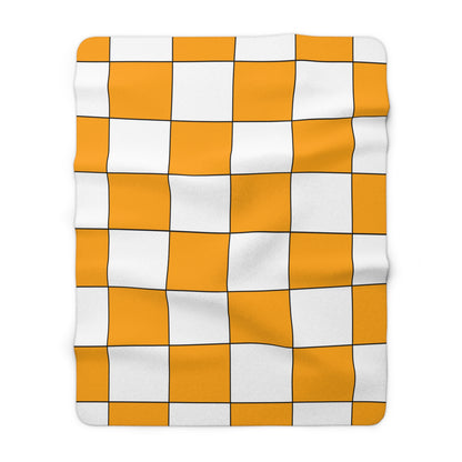 Orange, White Retro Check Blanket Throw