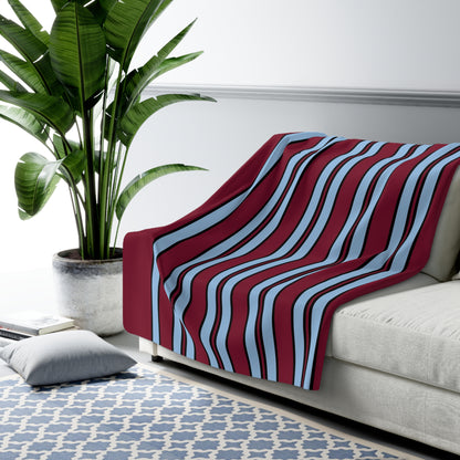 Claret, Blue Retro Stripe Blanket Throw