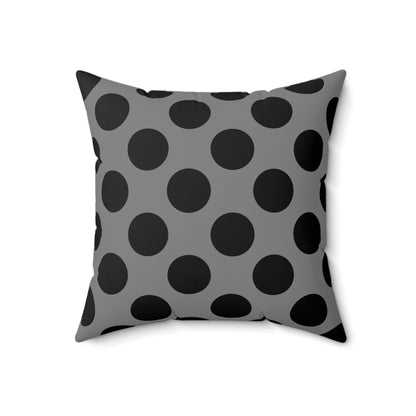 Grey, Black Retro Polka Dots Cushion Pillow
