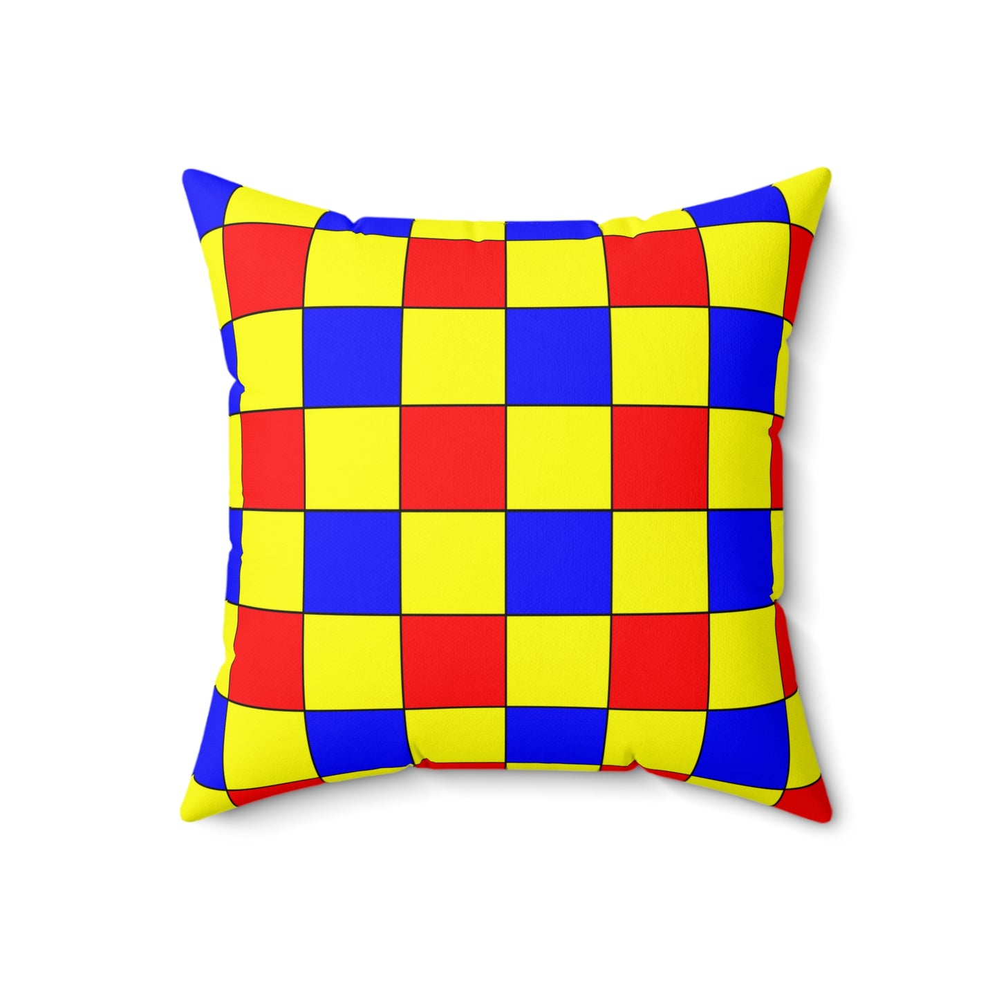 Yellow, Blue, Red Retro Check Cushion Pillow