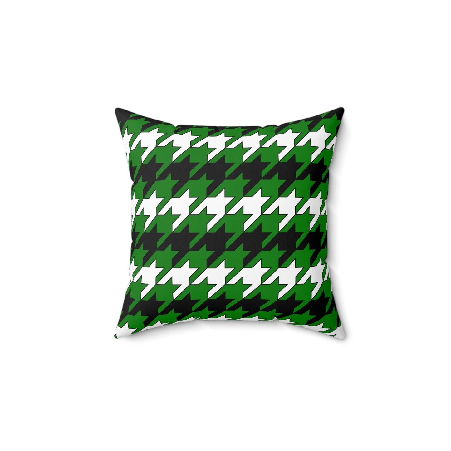 Green, Black, White Retro Houndstooth Cushion Pillow
