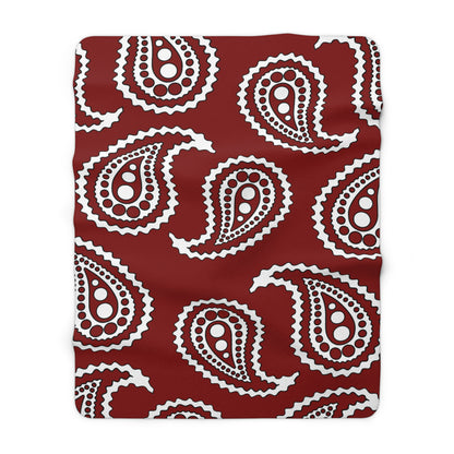 Maroon, White Retro Paisley Blanket Throw