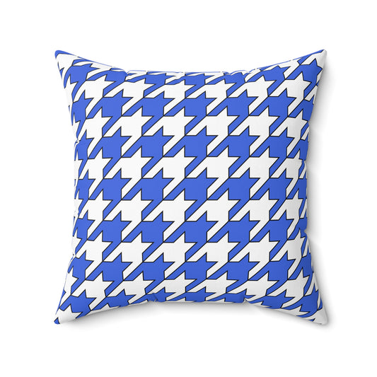 Royal Blue, White Retro Houndstooth Cushion Pillow
