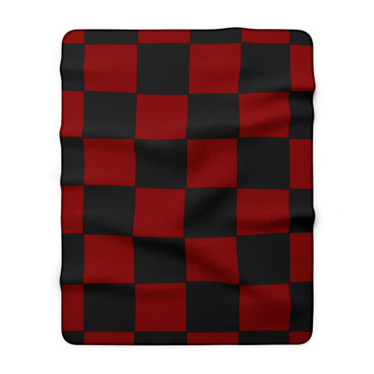 Dark Red, Black Retro Check Blanket Throw