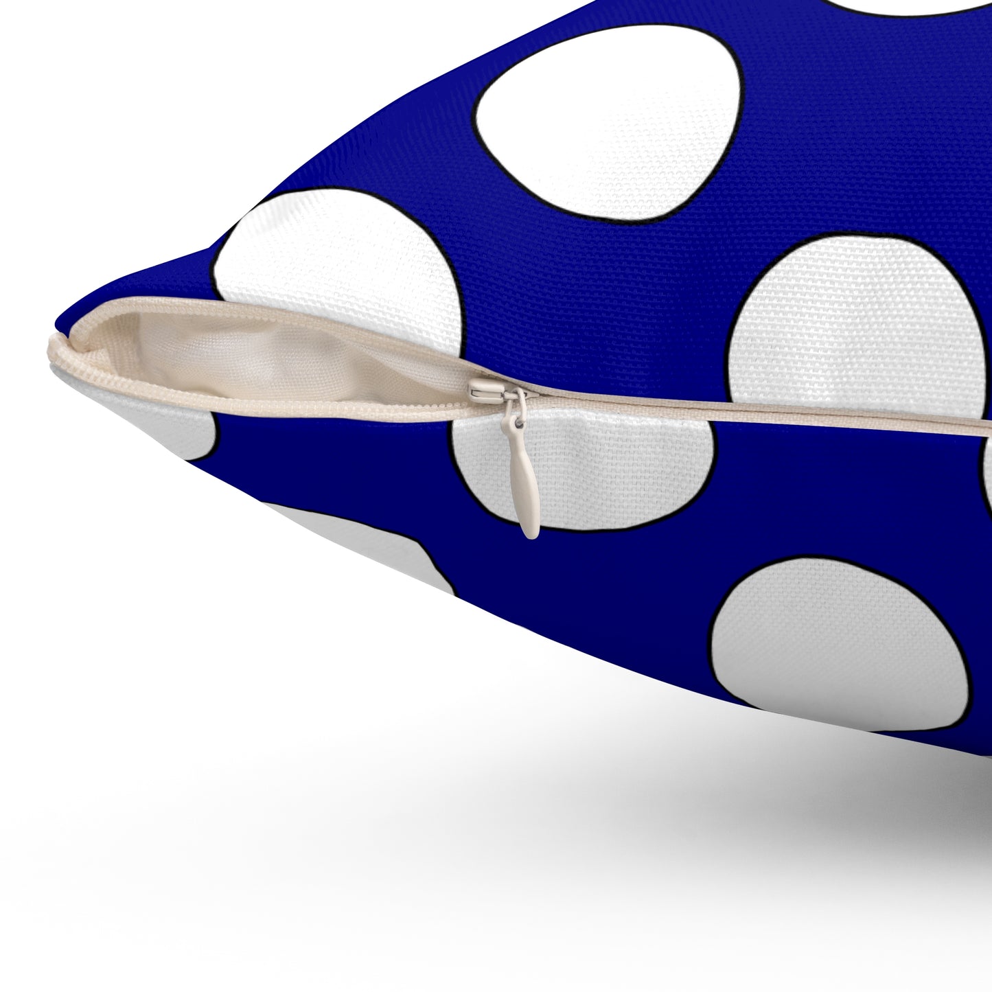 Dark Blue, White Retro Polka Dots Cushion Pillow