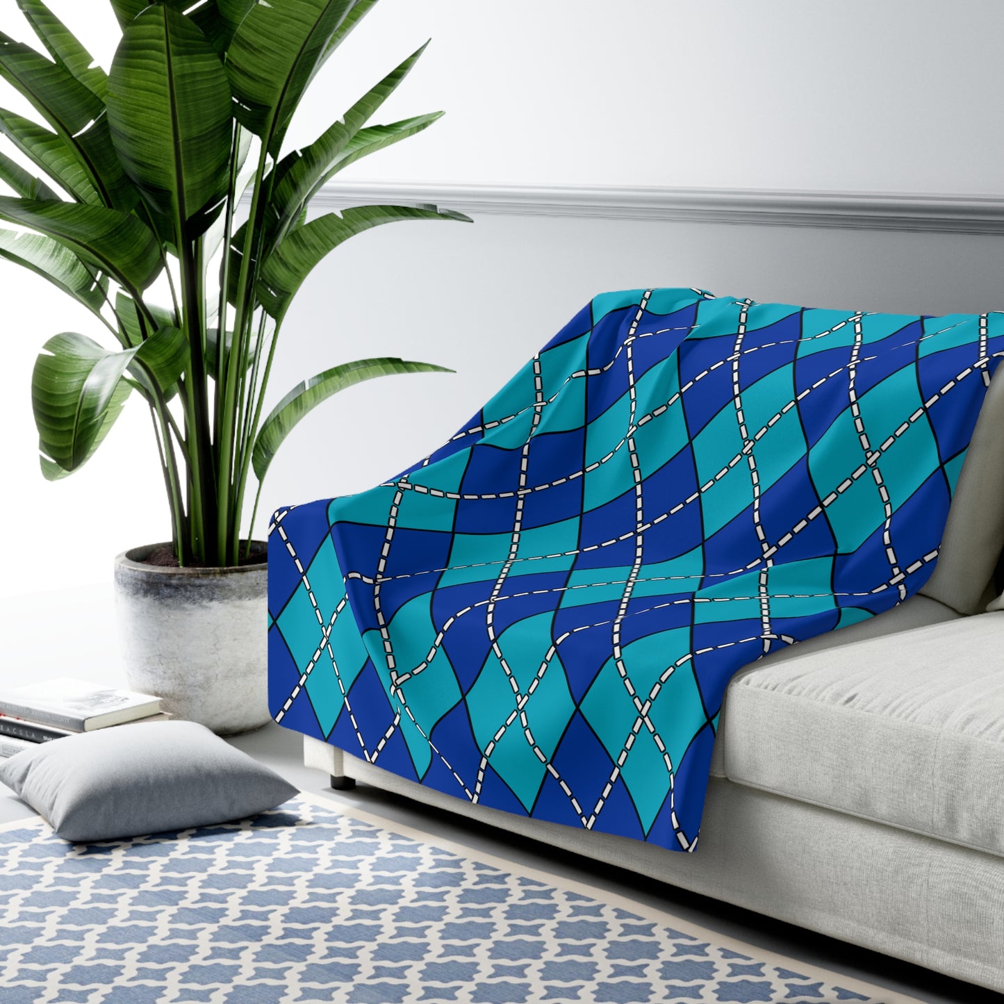 Pacific Islands Retro Argyle Blanket Throw