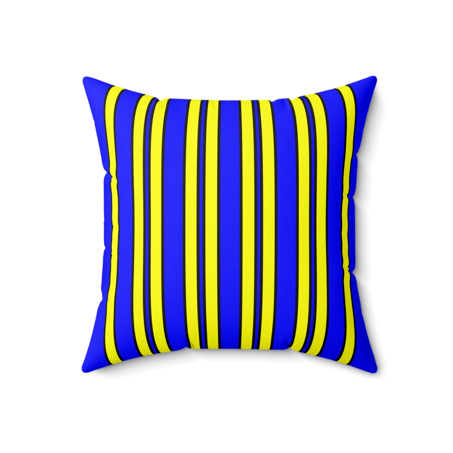 Blue, Yellow Retro Stripes Cushion Pillow