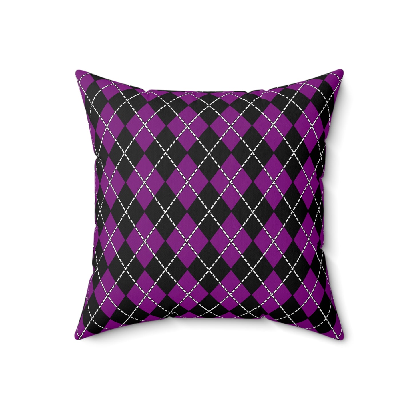 Purple, Black Retro Argyle Cushion Pillow