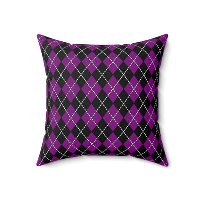 Purple, Black Retro Argyle Cushion Pillow