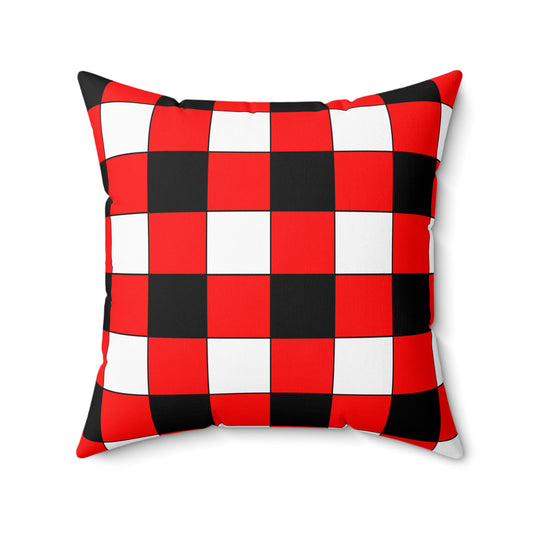Red, Black, White Retro Check Cushion Pillow
