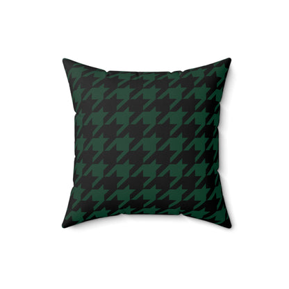 Dark Green, Black Retro Houndstooth Cushion Pillow