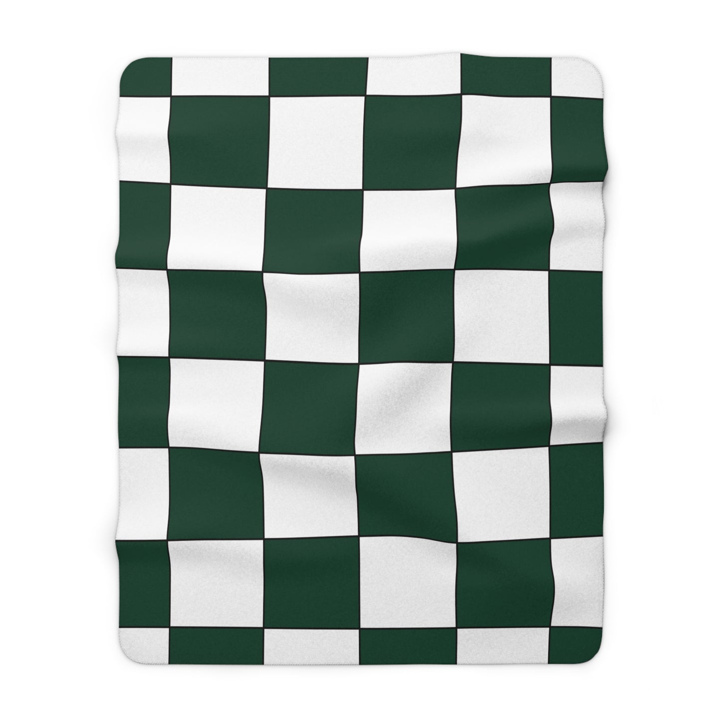 Dark Green, White Retro Check Blanket Throw