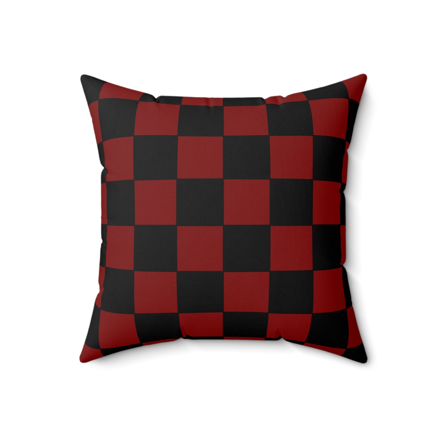 Maroon, Black Retro Check Cushion Pillow