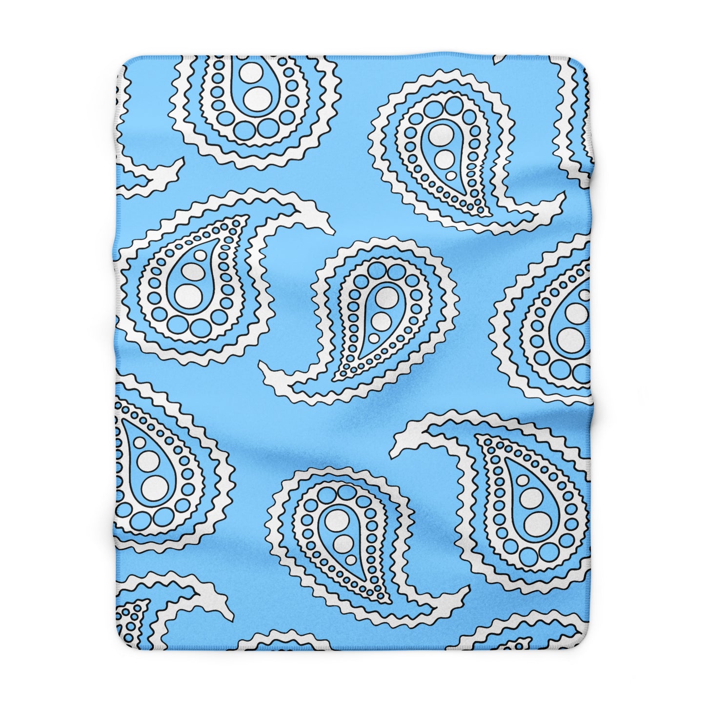 Light Blue, White Retro Paisley Blanket Throw