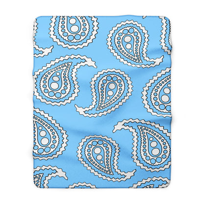 Light Blue, White Retro Paisley Blanket Throw
