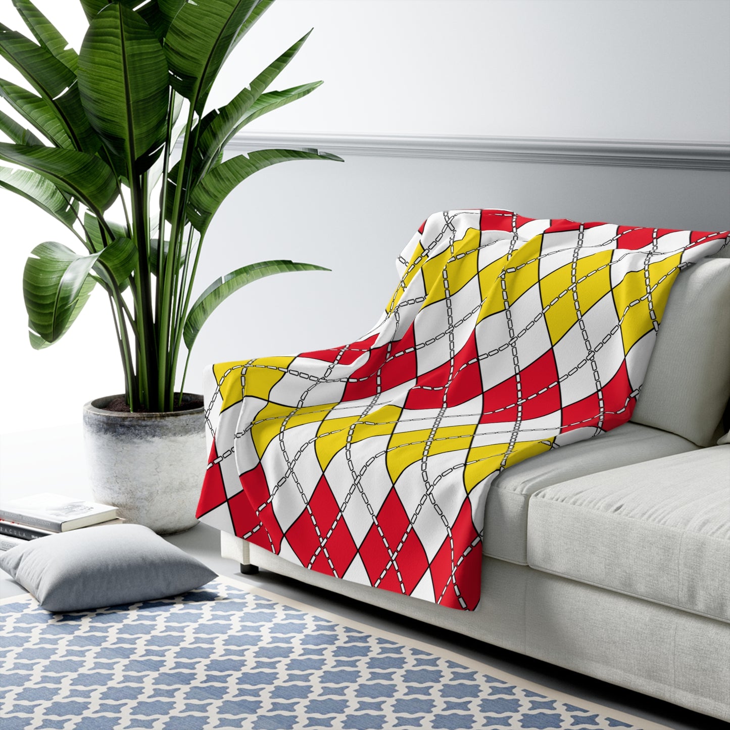 Guernsey Retro Argyle Blanket Throw