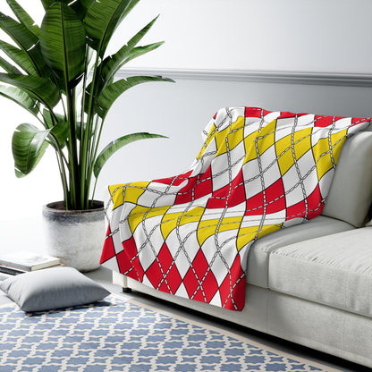 Guernsey Retro Argyle Blanket Throw