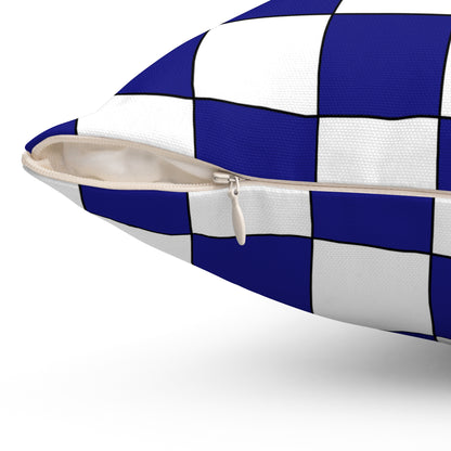 Navy Blue, White Retro Check Cushion Pillow