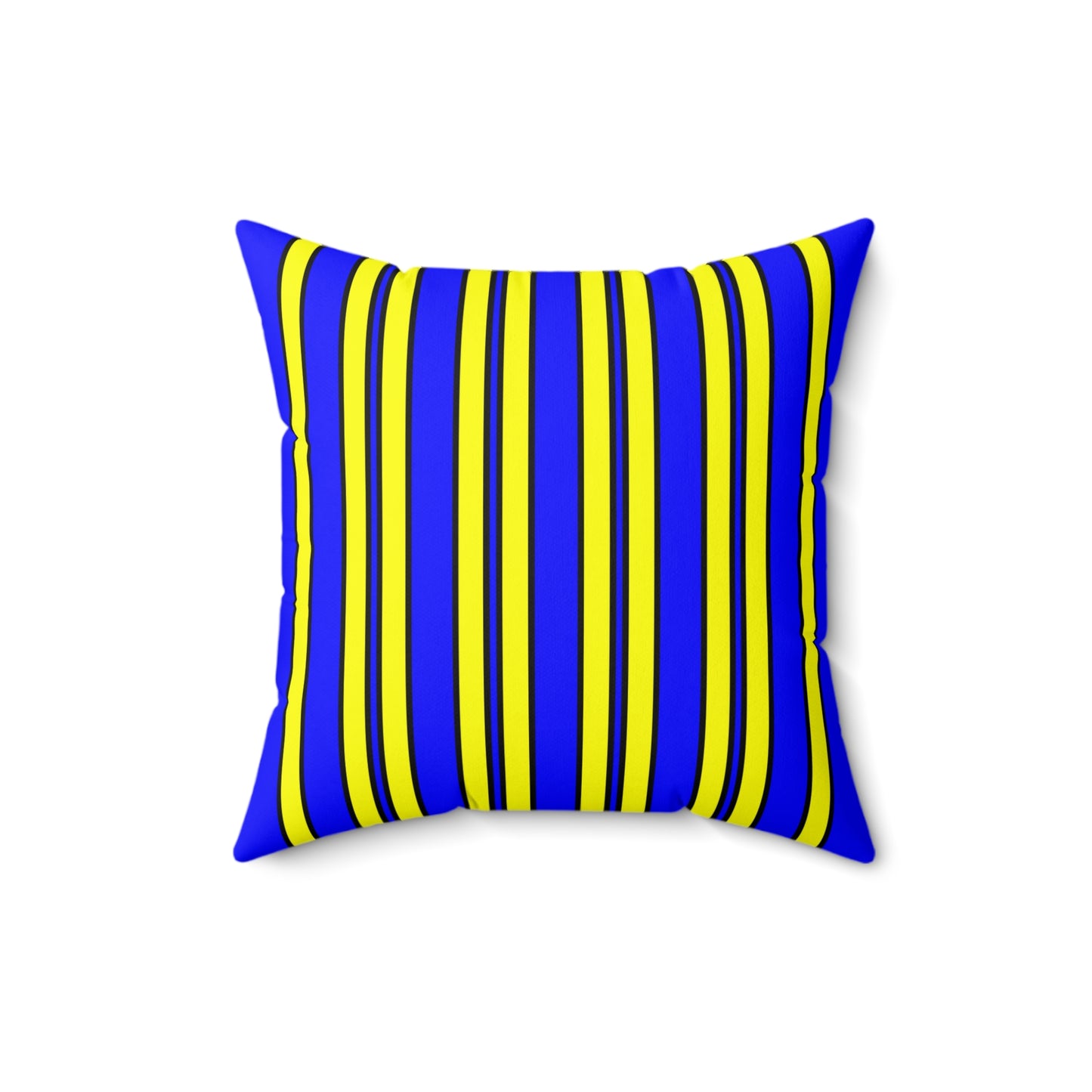 Blue, Yellow Retro Stripes Cushion Pillow