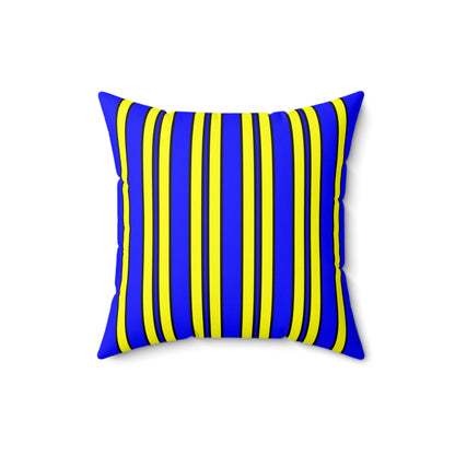 Blue, Yellow Retro Stripes Cushion Pillow
