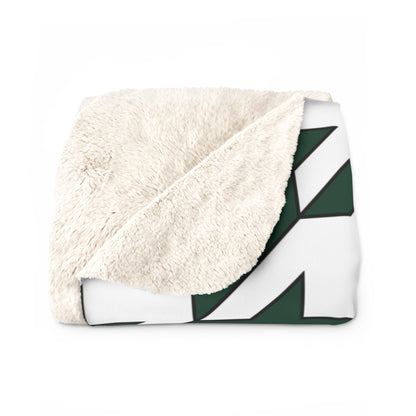 Dark Green, White Retro Houndstooth Blanket Throw
