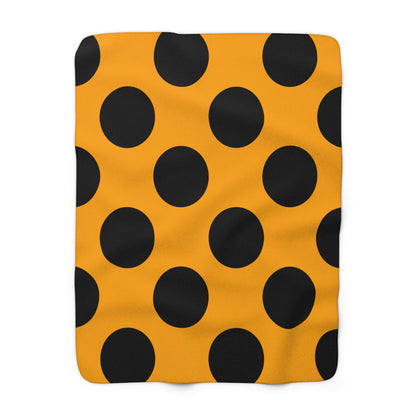Orange, Black Retro Polka Dots Blanket Throw
