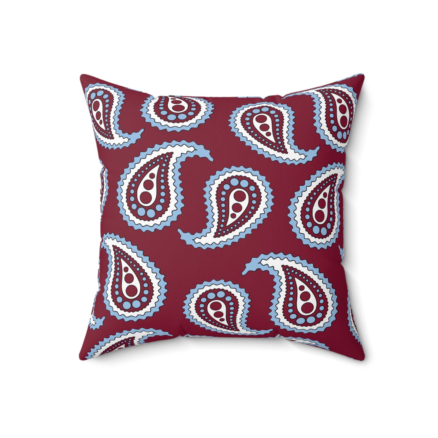 Claret, Blue, White Retro Paisley Cushion Pillow