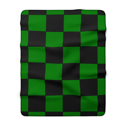 Green, Black Retro Check Blanket Throw