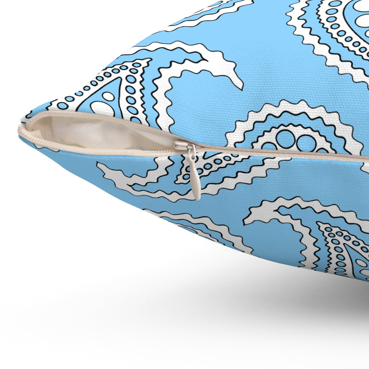 Light Blue, White Retro Paisley Cushion Pillow