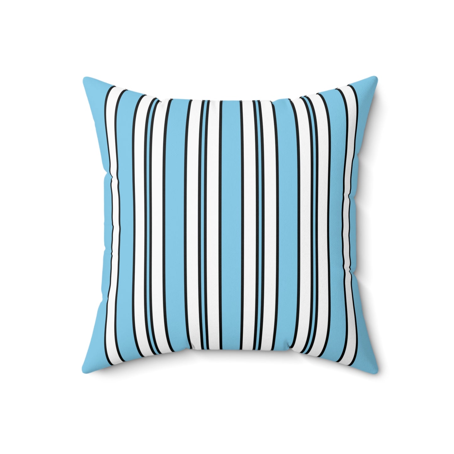 Sky Blue, White Retro Stripes Cushion Pillow