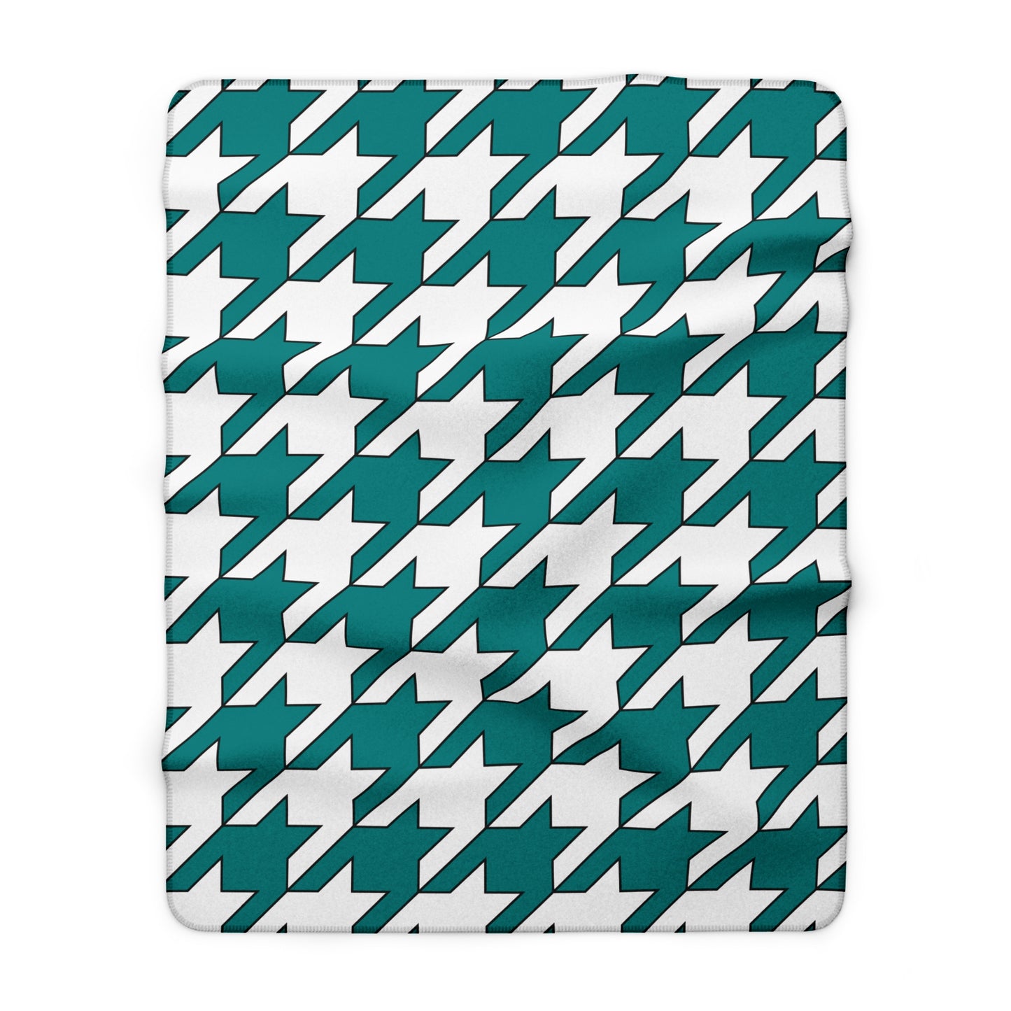Teal, White Retro Houndstooth Blanket Throw
