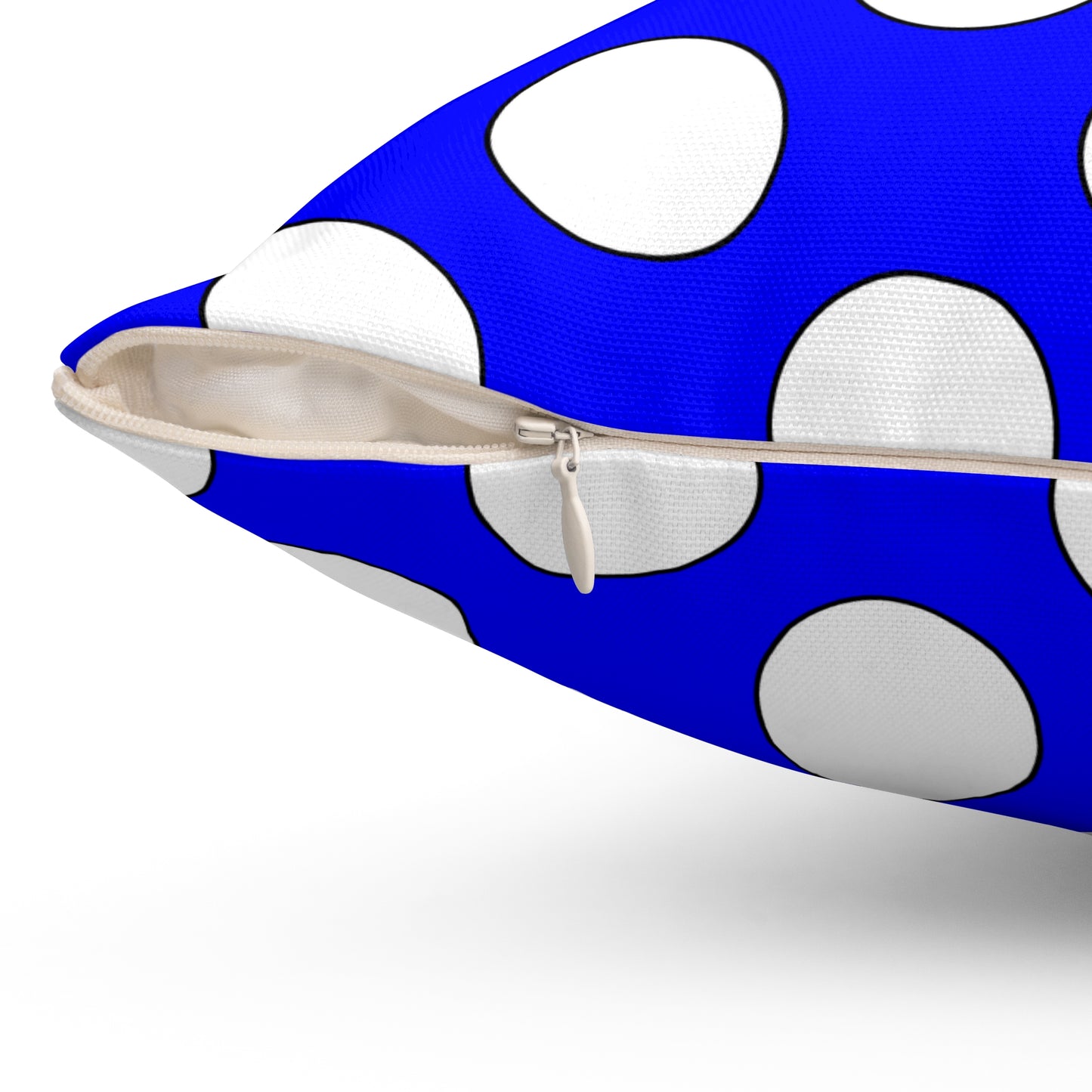 Blue, White Retro Polka Dots Cushion Pillow
