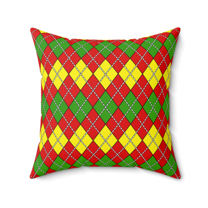 Burkina Faso Retro Argyle Cushion Pillow