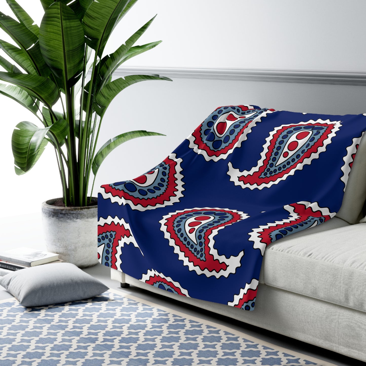 Falkland Islands Retro Paisley Blanket Throw