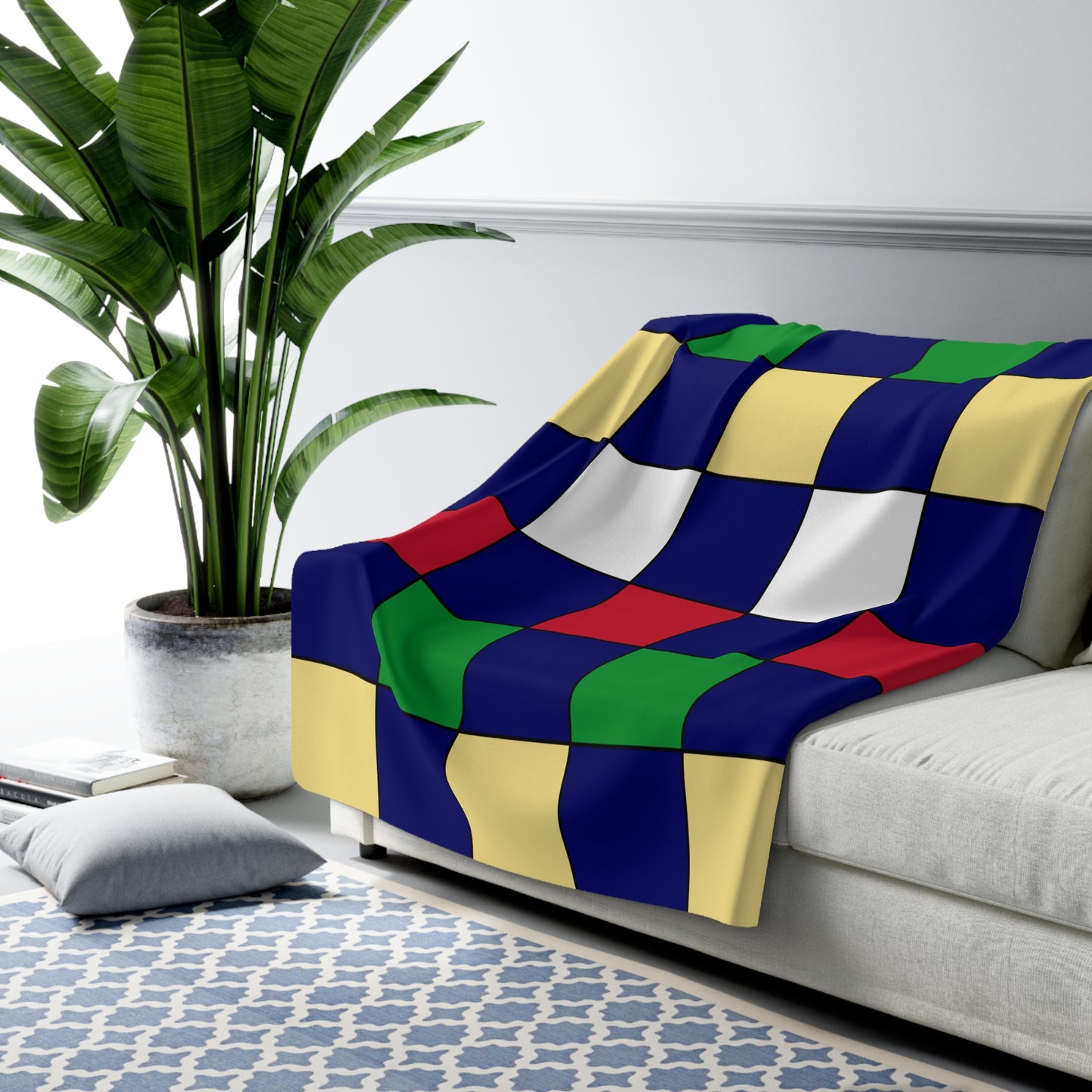 Cayman Islands Retro Check Blanket Throw