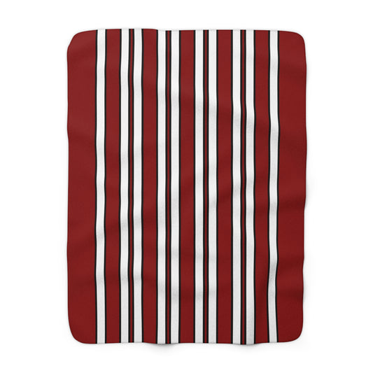 Dark Red, White Retro Stripes Blanket Throw