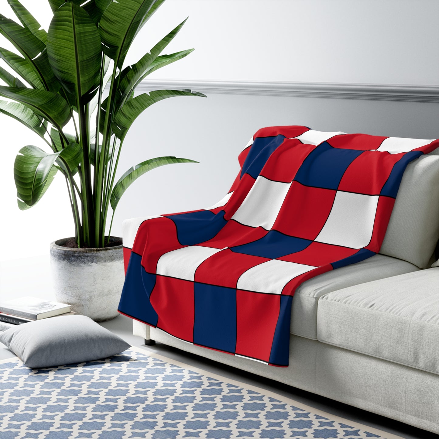 Dominican Republic Retro Check Blanket Throw